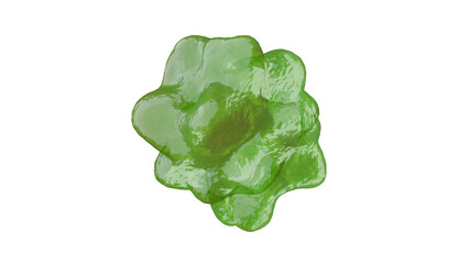 3D Render a green flower shaped object on a white surface