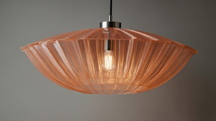 Peach-Colored Plastic Sheet Light Fixture Suspended Against a Neutral Background