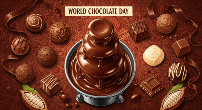Indulge in the Richness Celebrate World Chocolate Day with Decadent Treats and a Chocolate Fountain - Powered by Adobe