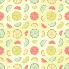 Seamless pattern with fresh citrus fruit slices