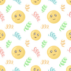 Seamless pattern with cheerful smiley faces
