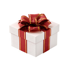 Obraz premium PNG Elegant Gift Box with Red and Gold Ribbon Perfect for Special Occasions against transparent Background