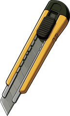 黄色いカッターナイフのイラスト