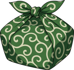 唐草模様の風呂敷の荷物のイラスト