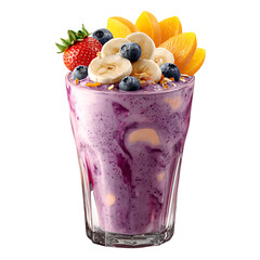 Delicious Berry Smoothie Recipe Vibrant Purple Blend with Fresh Fruit white background against transparent Background