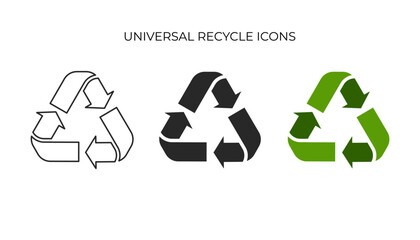 Obraz premium A universal symbol featuring three interconnected arrows pointing clockwise in a triangle, denoting recycling and eco-friendly practices.