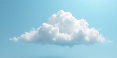 A Single Puffy Cumulus Cloud in a Pale Blue Sky, Serene and Peaceful Atmosphere