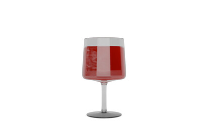 3D Render a glass of red wine on a white background