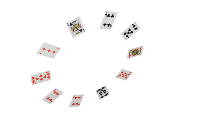 Fototapeta na wymiar 3D Render a circle of playing cards with a white background