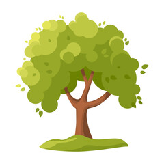 Tree with lush green Leaves. Spring or Summer Tree. Forest. Vector illustration isolated