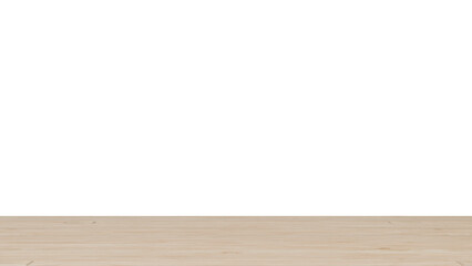 3D Render a wooden table with a white background