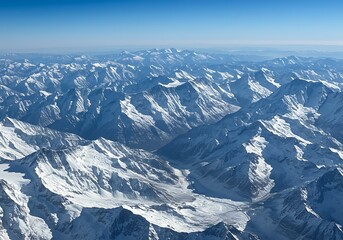 Fototapeta premium Stunning Snow-Clad Peaks of the Himalayas — Serene and Beautiful Mountain Scenery