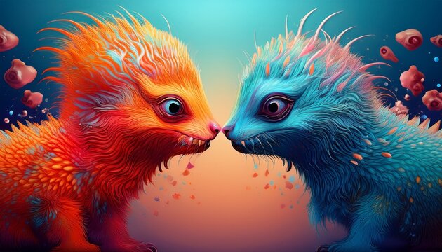 two quirky creatures face off