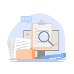 illustration of filling out an internet questionnaire, concept of an online questionnaire.