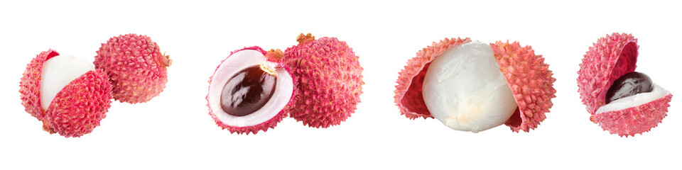 Fresh Lychee Fruit Collection with Transparent Background