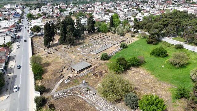 Ruins of Early Christian period Phthiotic Thebes in Nea Anchialos town, Thessaly, Greece