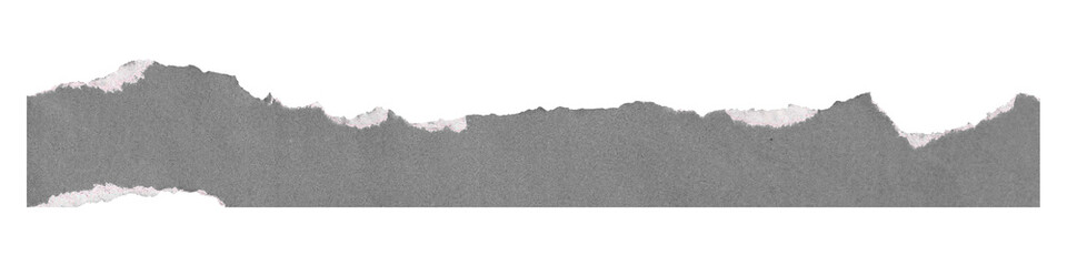 Transparent Background: Grey torn paper edge with ragged texture, perfect for rustic or distressed...