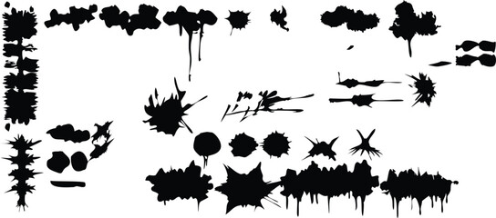 Spray graffiti vector texture. Dried paint with drips and splatters. Dirty artistic graphic box. Graffiti spray mockup for street art. Stencil urban texture, black paint spots with splatters. Vector
