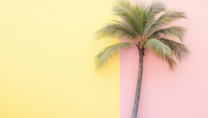 Palm tree against pastel background
