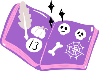Cute Halloween Spell Book Cartoon