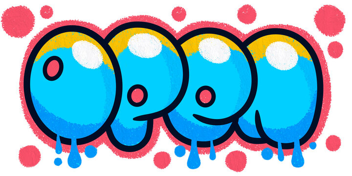 open word bubble tex graffiti with watercolor effect