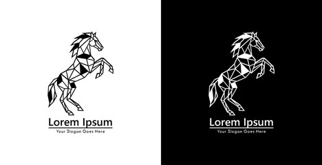 Fototapeta premium Standing horse logo design with modern geometric style