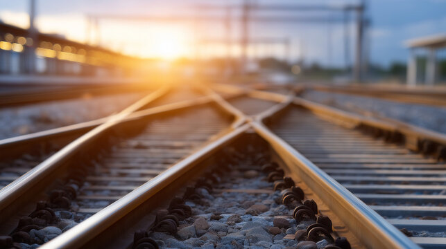 Railroad Switch with Soft Lighting and Track Detail