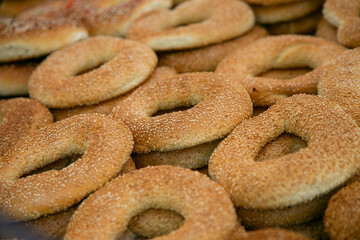 Selling a variety of Turkish breads at the Kreuzberg Turkish Market in Berlin.