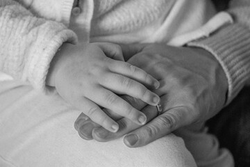 Happy Family concept. baby hands close up