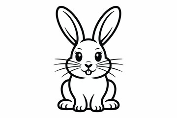 Black and white cartoon bunny illustration on a white background