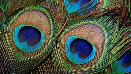 Obraz premium a woven pattern resembling peacock feathers shimmering with iridescent blues and greens