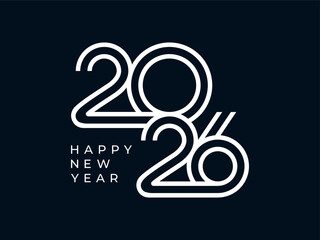 2026 Happy New Year design vector illustration. Unique 2026 logo design template.