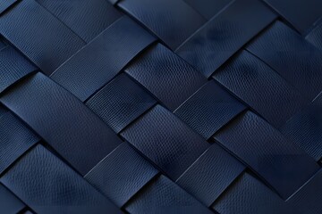 Fototapeta premium Close up of a dark blue woven leather texture with a detailed surface