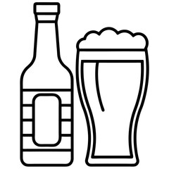 Beer Glass and Bottle Line Art Icon Set Minimalist Design for Brewery and Bar Concepts