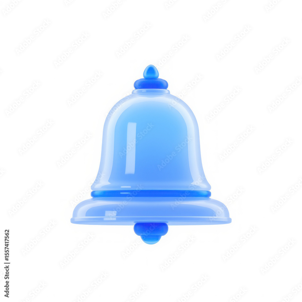 Fototapete a simple and modern design of a blue bell icon. it's a minimalist 3d rendering of a bell, perfect fo