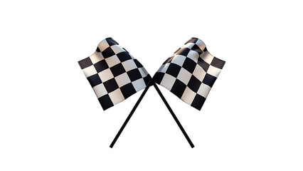 Two crossed checkered racing flag isolated on transparent background