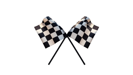 Two crossed checkered racing flag isolated on transparent background