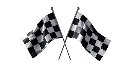 Fototapeta premium Two crossed checkered racing flag isolated on transparent background