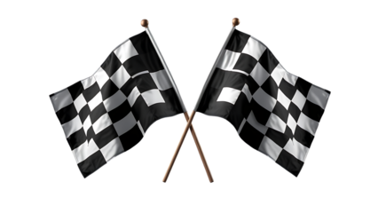 Two crossed checkered racing flag isolated on transparent background