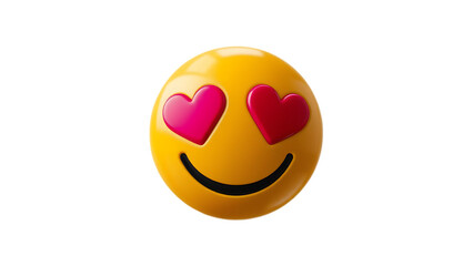 Fototapeta premium Happy Emoji Face with Heart Eyes isolated on transparent background