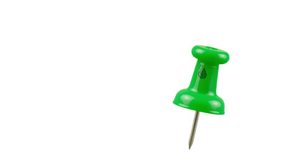 Green push pin 3d rendering isolated on transparent background Push pin cut out