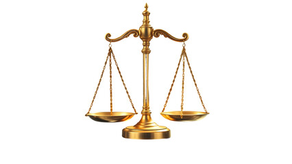 Golden scales of justice isolated on transparent background