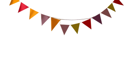 Decorative colorful party bunting isolated on transparent background