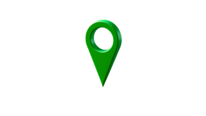 3d green map pointer icon isolated on transparent background Green location pin cut out