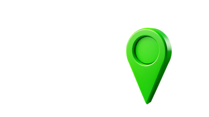 3d green map pointer icon isolated on transparent background Green location pin cut out