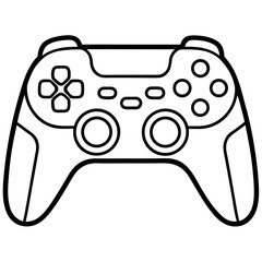 Video game controller icon: isolated gamepad with buttons for computer gaming and fun leisure activity