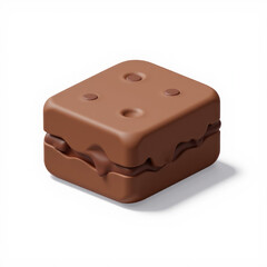 Fototapeta premium A close-up image of a chocolate tart with a single cherry on top. The tart is presented on a white background, highlighting its rich chocolate exterior and delicate pastry crust. 