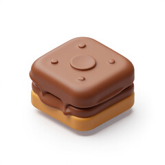 A close-up image of a chocolate tart with a single cherry on top.  The tart is presented on a white background, highlighting its rich chocolate exterior and delicate pastry crust.  