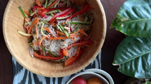 Funchosa, Korean salad, with vegetables, homemade, no people