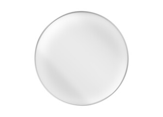 Prism, sample round Transparent glass sheet. Transparent plastic panel. Glare and reflections on the transparent surface. Showcase. Cut out. glassmorphism